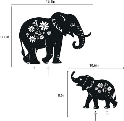 WACLSTDAY Elephant Metal Garden Stakes Decorative, Gifts for Women/Men/Elephant Lovers, Black Silhouette Statues Spring Outdoor Decorations for Garden, Yard, Lawn, Pathway,Patio,Outside