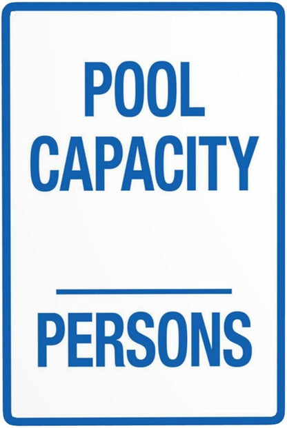 Retro Aluminum Warning Sign, Pool Capacity Sign, Vintage Style, 8 X 12 Inches