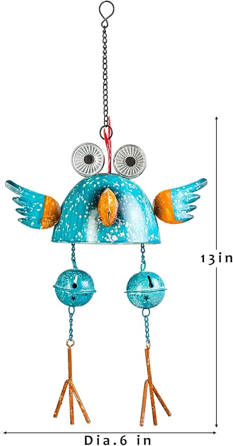 Rooster Solar Wind Chimes for Outside,Funny Chicken Decor for Outdoor Patio Porch or Backyard, Rooster Decor, (Blue)