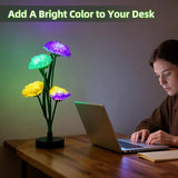 Solar Garden Lights Outdoor - Solar Flowers Lights Outdoor Decorative Waterproof, 40 Hours Coloring Changing Carnation Yard Pathway Lawn Solar Powered Lamp, Backyard Decor, 4pcs