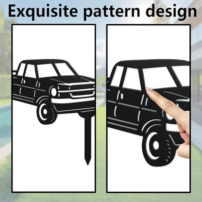 WADORN Pickup Truck Decorative Silhouette Garden Stakes, Metal Truck Car Stakes Statues Ornaments Lovers Gifts Yard Art Black Silhouette Yard Outside Decor for Backyard Patio, 9.8x10.6 Inch