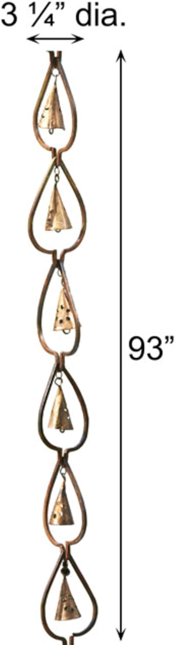 BestNest Ancient Graffiti Aspen Leaf & Bell Rain Chains, Pack of 2 – Decorative Steel Gutter Downspout Replacement with Copper Finish, Leaf Frames & Soothing Bell Chimes