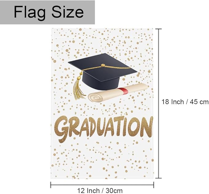 Gkyygk Graduation Welcome Garden Flag 12x18 Inch Double Sided Seasonal Yard Burlap Banners Outdoor Flag for Men Women