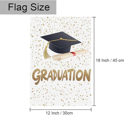 Gkyygk Graduation Welcome Garden Flag 12x18 Inch Double Sided Seasonal Yard Burlap Banners Outdoor Flag for Men Women