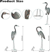 Kircust Garden Crane Statues, Standing Metal Patina Heron Decoy Outdoor Statue, 42-46 Inch Bird Yard Art for Patio Lawn Pond, Set of 2