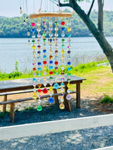Crystal Suncatchers Window Crystals Hanging Suncatcher Colorful Glass Beads Chain Wind Chimes for Garden Outdoor Pendant Home Decor Gifts (Colorful Glass)
