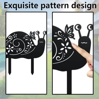 WADORN 2 Styles Snails Metal Decorative Garden Stakes, Funny Snails Flower Metal Silhouette Statues Animals Garden Ornament Gifts Black Yard Art Decoration for Outdoor Backyard Patio Lawn Walkways