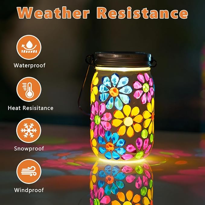 Stargarden Mosaic Solar Lantern ,Mosaic Lights ,Outdoor Hanging Jar Lights ,Waterproof Solar Lamps for Tree, Garden, Patio, Yard, Outdoor(Flower)