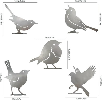5pcs Metal Birds with Screws Birds Garden Silhouette Fence Decoration Decorative Metal Garden Yard Art Birds Ornaments Modern Farmhouse Patio Yard Landscape, Ideal Gift for Bird Lovers
