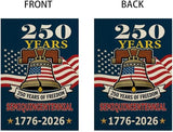 ZXvZYT 250 Years of Freedom America Garden Flag,Semiquincentennial,USA 250th Anniversary Patriotic Clock Design Flags Banner Double Sided Flax Outdoor Yard Decorative(12"x 18")