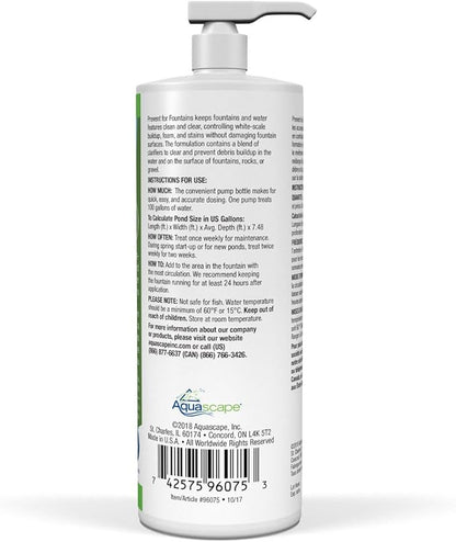 Aquascape Prevent Water Treatment for Fountains, Waterfalls, Rock and Gravel, Prevent White-Scale Buildup, Stains, Foam and Other Unsightly Water Conditions | 4 (32-Ounces)