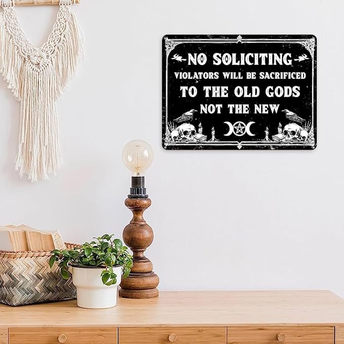 Witchy Bathroom Metal Sign - Dark Humor No Soliciting Signs, Spooky Home Decor Aesthetic Aluminum Rust Free 9" X 11", Pre-Drilled Holes, Weather Resistant