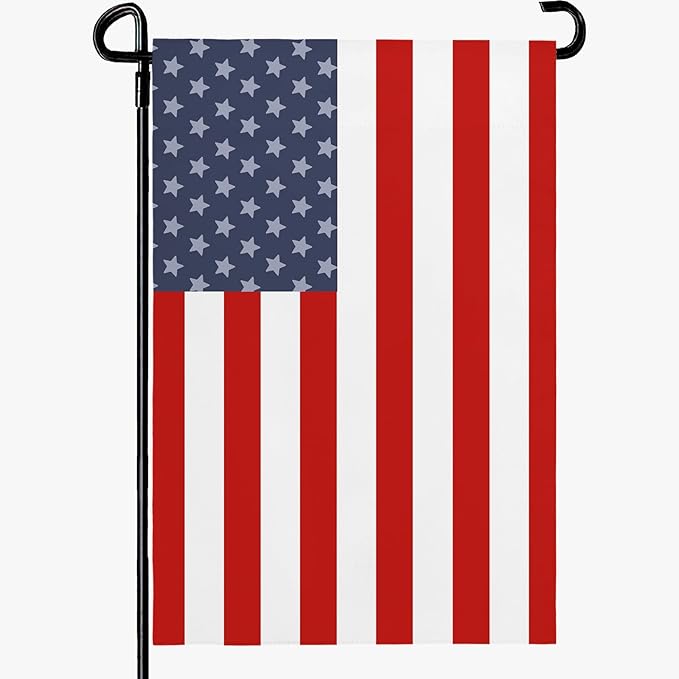 4th of July American Garden Flags 12x18 Inch Double Side Patriotic USA Independence Day Yard Flag for Outside Blue Red Decorations for Garden Party