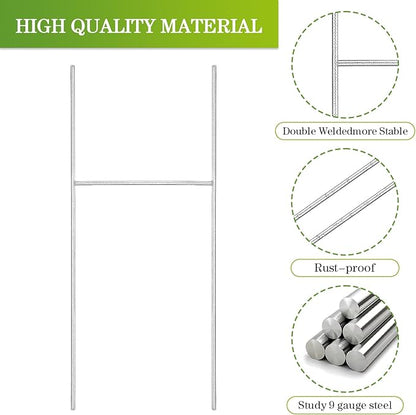 12 Pack Yard Sign Stakes, 17X7.5 INCH H Frames Metal Stakes for Yard Signs for Ground Outdoor, Yard Sign Holder Stand for Corrugated Plastic Sign, Blank Lawn Sign, Estate Garage Sale, Outdoor Decor