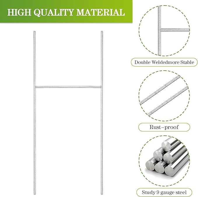 6 Pack Yard Sign Stakes, 17X7.5 INCH H Frames Yard Stakes for Signs for Ground Outdoor, Metal Yard Sign Holder for Corrugated Plastic Sign, Blank Lawn Sign, Estate Garage Sale, Outdoor Decor