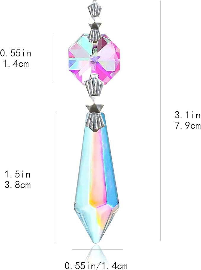 kanpura 25pcs Hanging Chandelier Crystals Icicle Prisms Pendants Glass Beads Replacement Parts for Chandeliers Christmas DIY Decoration(38mm AB)