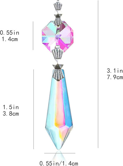 kanpura 25pcs Hanging Chandelier Crystals Icicle Prisms Pendants Glass Beads Replacement Parts for Chandeliers Christmas DIY Decoration(38mm AB)