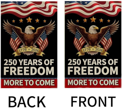 CANTENDO 250 Years USA Flag Double Sided Flax 250th Anniversary US Patriotic Eagle Design Flag Theme 1776-2026 Commemorative Outdoor Yard Decorative Flags Banner(12"x 18"）