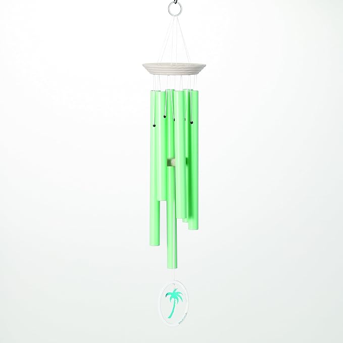 Woodstock Wind Chimes Margaritaville Mint Green Palm Wind Chime Medium (24") Tropical Windchime, Decor for Outside Patio Porch Sunroom or Garden Décor