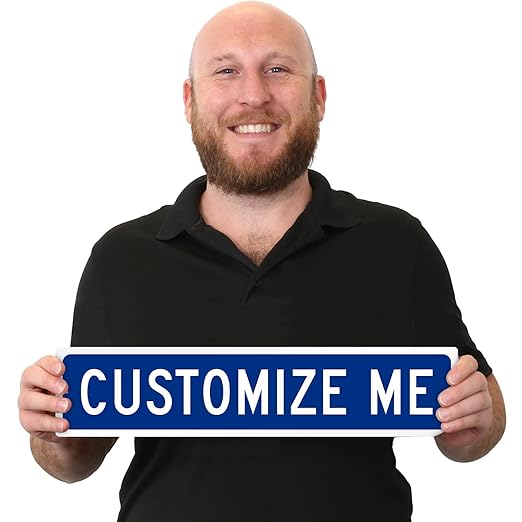 SmartSign Blue Custom Street Sign - 4" x 18", Aluminum, Reflective Option, Personalize Your Own Street Sign, Outdoor Metal Sign for Home, Office, Decor, Room, USA-Made