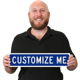 SmartSign Blue Custom Street Sign - 4" x 18", Aluminum, Reflective Option, Personalize Your Own Street Sign, Outdoor Metal Sign for Home, Office, Decor, Room, USA-Made