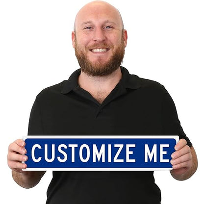 SmartSign Blue Custom Street Sign - 4" x 18", Aluminum, Reflective Option, Personalize Your Own Street Sign, Outdoor Metal Sign for Home, Office, Decor, Room, USA-Made