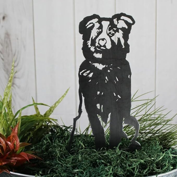Dog Style Metal Puppy Silhouette Garden Statues French Bulldog/Doberman Pinscher Backyard Lawn Stakes, Festival Decorations & Yard Decor Iron Art (F)