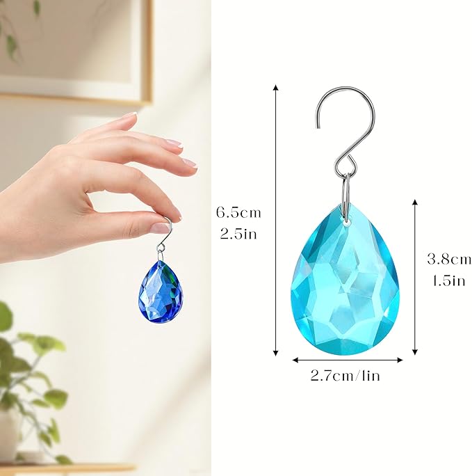 H&D HYALINE & DORA 38mm Crystal Suncatcher Prisms Multicolor Bauhinia Chandelier Crystals Replacement Chandeliers Glass Beads for Window Hanging Decor(12 Pack)