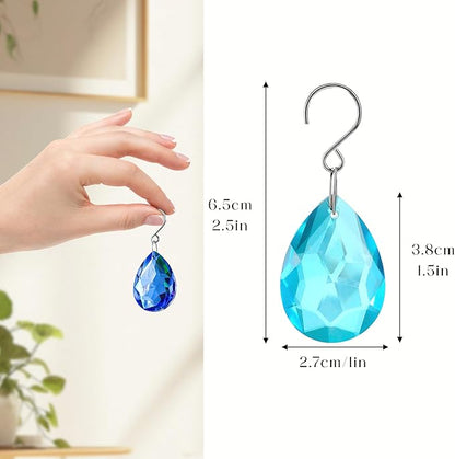 H&D HYALINE & DORA 38mm Crystal Suncatcher Prisms Multicolor Bauhinia Chandelier Crystals Replacement Chandeliers Glass Beads for Window Hanging Decor(12 Pack)