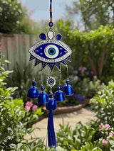 Creative Handmade Alloy Wind Chime Evil Eye Butterfly Sunflower Talisman Pendant Handmade Good Luck Charm, Car Kitchen Home Garden Patio Office (1pc Blue Eye)