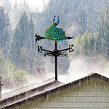 Colorful Rooster Weather Vane Spinner Wind Direction Farm Scene Stake Metal Outdoor Peacock Weathervane Ornament for Garden Yard Decoration (Rooster A)