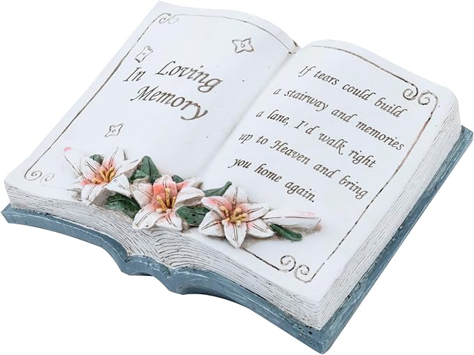 MyGift 6 Inch Memorial Garden Stone, Vintage Book Design Bereavement Gift for Loss of Loved One, Decorative Remembrance Plaque for Outdoor Garden & Cemetery Graveside Ornament