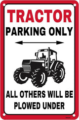 Vintage Metal Tin Sign Tractor Parking Only Sign for Home Barn Farm Funny Farm Signs for Outdoor & Indoor Use, 8x12