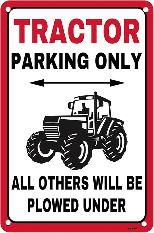 Vintage Metal Tin Sign Tractor Parking Only Sign for Home Barn Farm Funny Farm Signs for Outdoor & Indoor Use, 8x12
