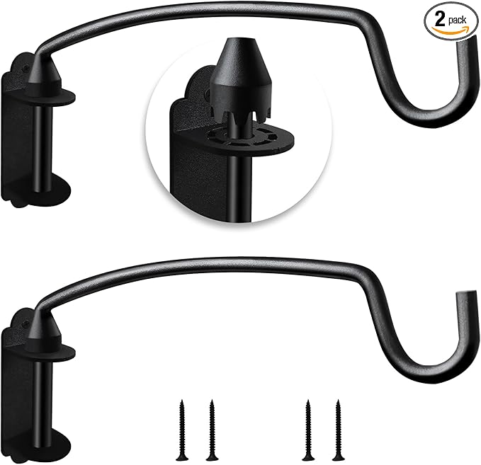 Plant Hooks for Wall Hanging Plant Bracket with Ajustable Angles for Bird Feeder, Wind Chimes, Flower Basket 12.2 Inches