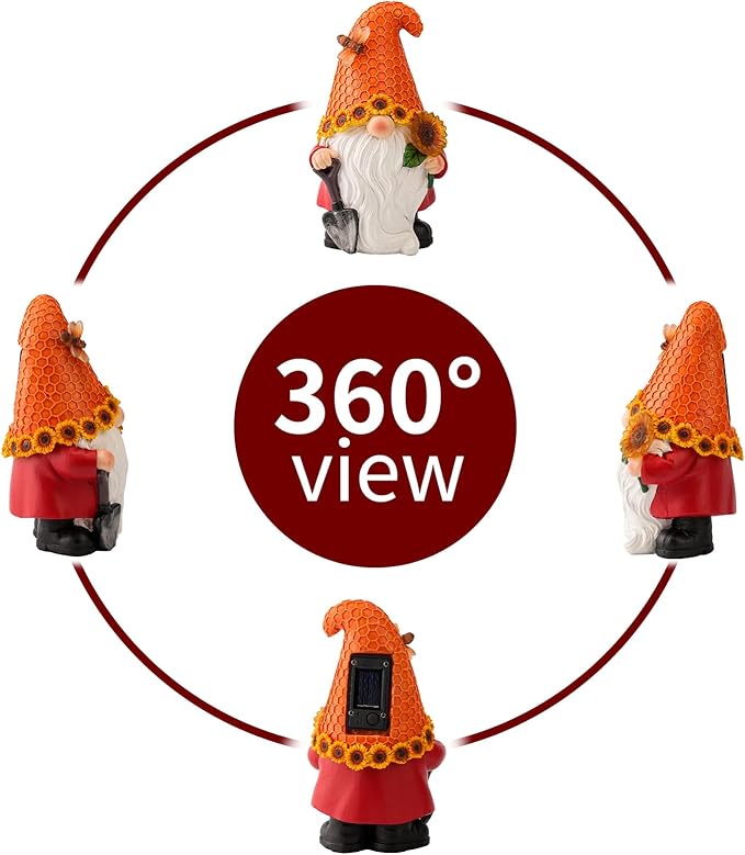 Solar Sunflower Gnome Statue Light, Ideal for Yard, Patio, Lawn and Garden Decor, for Women and Mom