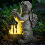 YDKOJGW Solar Garden Outdoor Statues Rabbit with Solar Lantern,Outdoor Bunny Figurines Decorations,Lawn Decor Bunny Statue for Patio, Balcony, Yard Ornament,Unique Housewarming and Easter Gifts