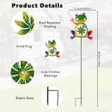 OAKLORE Metal Frog Wind Spinners Outdoor Garden Wind Sculptures & Spinners with Stakes, Decorative Yard Art for Patio, Lawn, Garden Decor