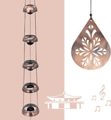 36" Copper Temple Wind Chimes with 5 Bells, Melodious Zen Feng Shui Wind Bells for Outside, Memorial Wind Chime Sympathy Gift with Unique Teardrop Floral Sail, Decorative Garden Decor for Yard Patio