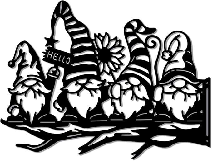 WADORN Dwarf Gnome Silhouette Yard Art Decor, Thanksgiving Gnome Garden Statues Gnome Signs Branch Gnomes Silhouette Art Outdoor Tree Decorative Stake for Patio Garden Outside Lawn Pathway Ornaments