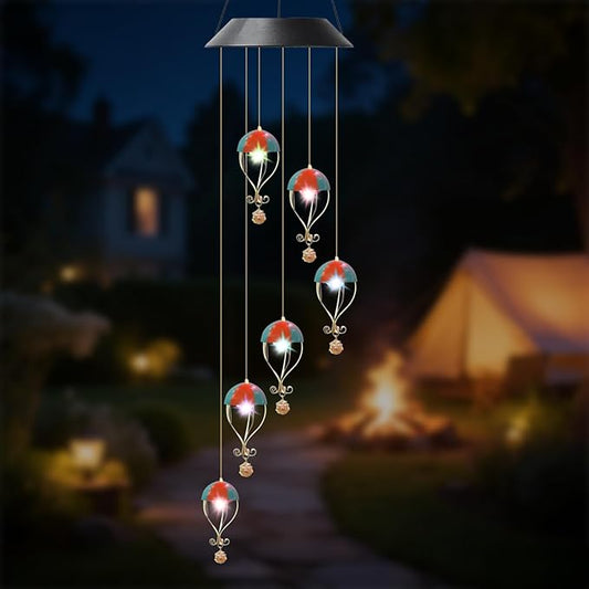 Solar Hot Air Balloon Wind Chime for Outside Garden, Patio, Yard – Decor for Festivals/Birthday/Christmas, for Women Mom Home Garden Patio Haing