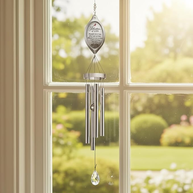 Celebration of Life Memorial Wind Chime/Sympathy Wind Chimes in Loving Memory of Loved One - Ideal Sympathy Gift with Cardinal/Bereavement Gift/Condolence Token That Lasts Longer Than Flowers