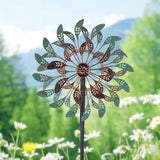 DREAMSOUL 13" Dia Vintage Wind Spinners Outdoor 360° Rotation Wind Spinner with 5 Prongs Stake, Metal Kinetic Windmill for Yard Garden Decor