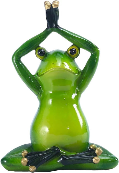 Cute Statues Frog Statue Outdoor Garden Sculptures for Yard Lawn Resin Animal Figurines Yoga Art Backyard Decor(Seated)