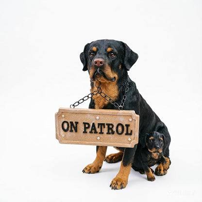 Outdoor rottweiler Dog Statue with Interchangeable Welcome sign and Detachable Garden Dog Sculpture Décor Garden Statue Outdoor Dog statue Solar Lights Statue Outdoor Garden Decor Yard Decorations