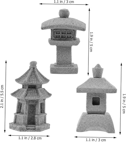 POPETPOP 2sets Stone Statues for Garden Pavilion Statue Adornments Miniature Landscape Decor 3pcs*2