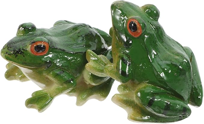 Frog Statue Ornaments - Resin Frogs Micro Landscape Craft Animal Sculpture 2pcs for Garden Yard Patio Fairy Garden Accessories Decor