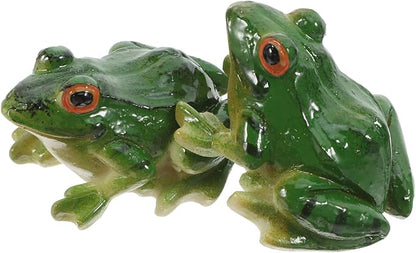 Frog Statue Ornaments - Resin Frogs Micro Landscape Craft Animal Sculpture 2pcs for Garden Yard Patio Fairy Garden Accessories Decor