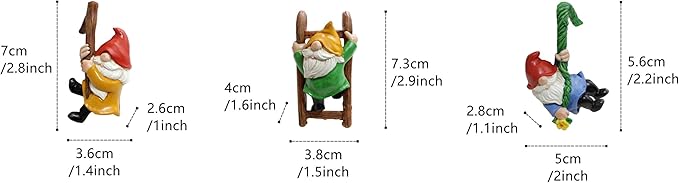 Set of 3 Cartoon Dwarf Pot Hangers - Climbing Ladder Figurines, Garden Patio Balcony Wall Decor, Hanging Ornaments for Flower Pot Edges, Perfect Festive & Special Occasion Gift