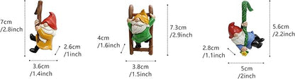 Set of 3 Cartoon Dwarf Pot Hangers - Climbing Ladder Figurines, Garden Patio Balcony Wall Decor, Hanging Ornaments for Flower Pot Edges, Perfect Festive & Special Occasion Gift